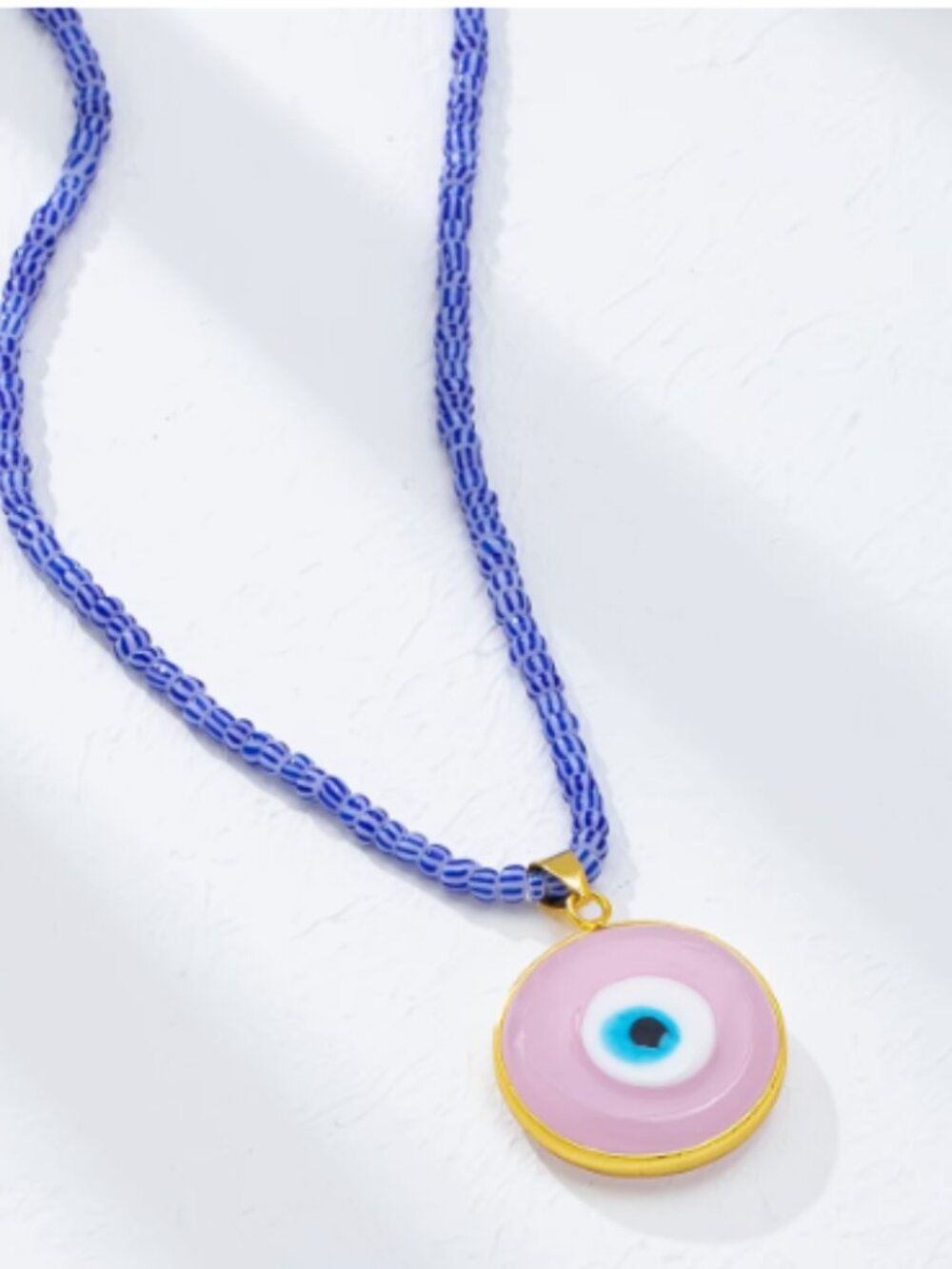 Light Pink Evil Eye Statement Necklace